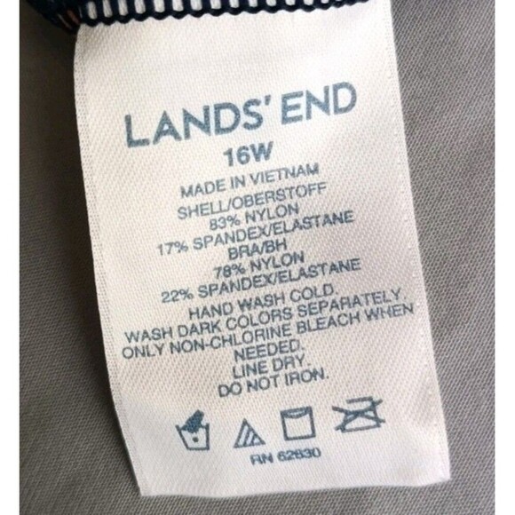 LANDS' END Tankini Swim Top Size 16W 10 Deep Sea Jungle Print Blouson  Blue - Picture 3 of 6